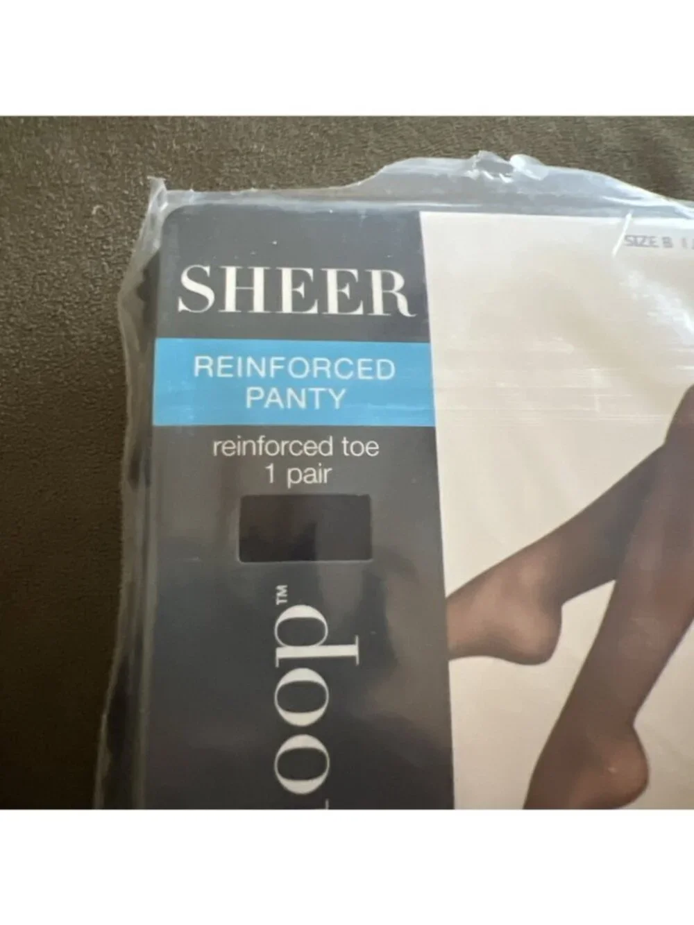West Loop Sheer Reinforced Panty and Toe Nylon Pantyhose  Size B - Jet Black